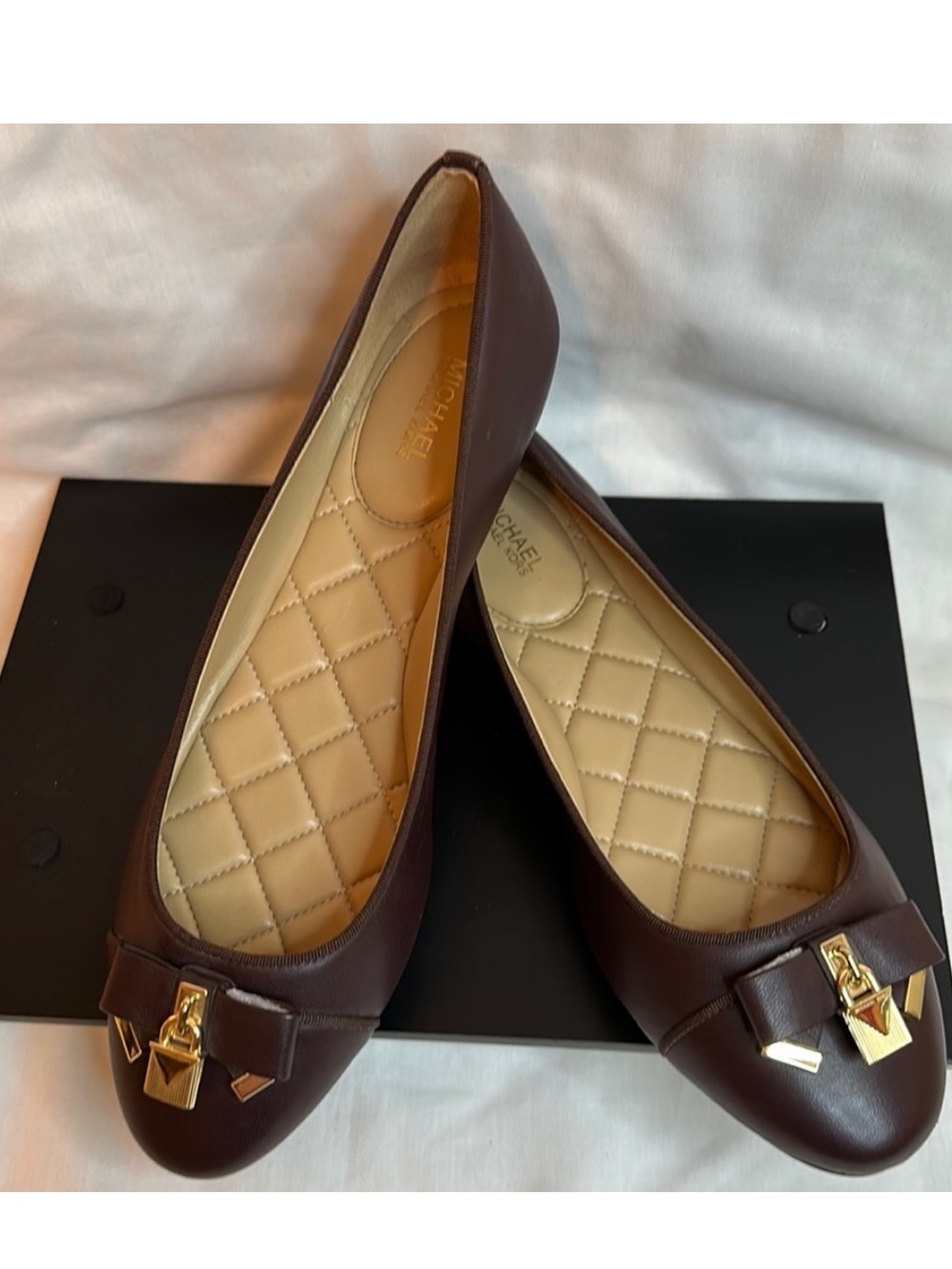 Michael Kors Dark Brown Leather Buckle Ballet Flats